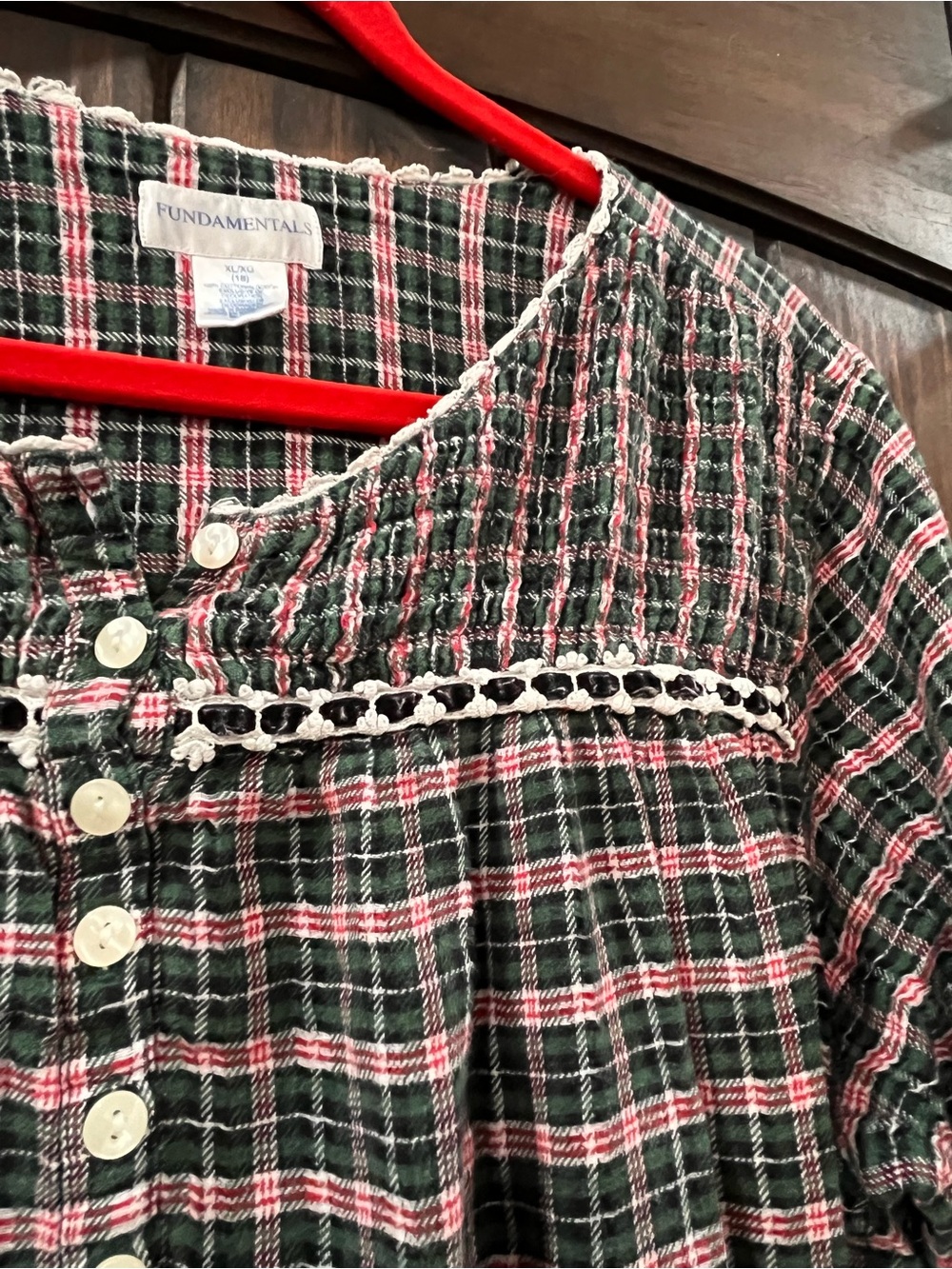 Vintage Fundamentals flannel plaid gown xl